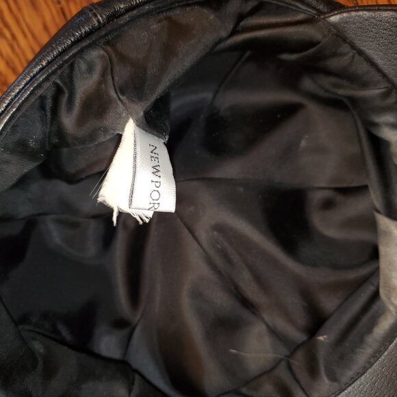 Women's Newport News Black Leather Beret type Hat, one size, Good Condition - Picture 6 of 7